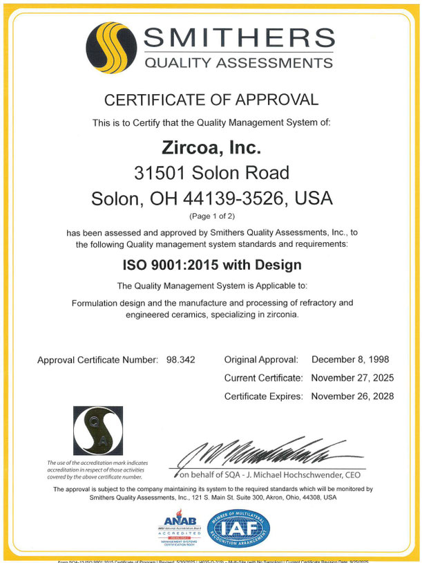 ISO 9001:2015 Zertifikat Seite 1