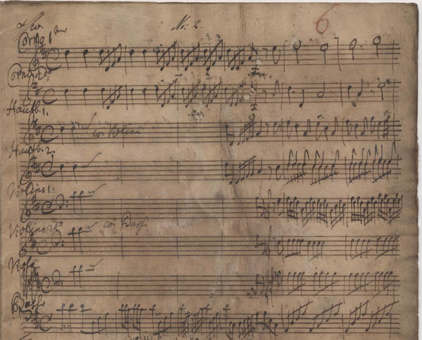 Beginn des Vivace, oben links Pisendels Christus-Signum α//ω