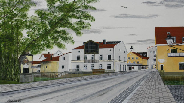 Nr.130a Dorfen Wesener Tor mit Nepomuk. Gesso und Öl auf Leinwand. Format 50x40cm