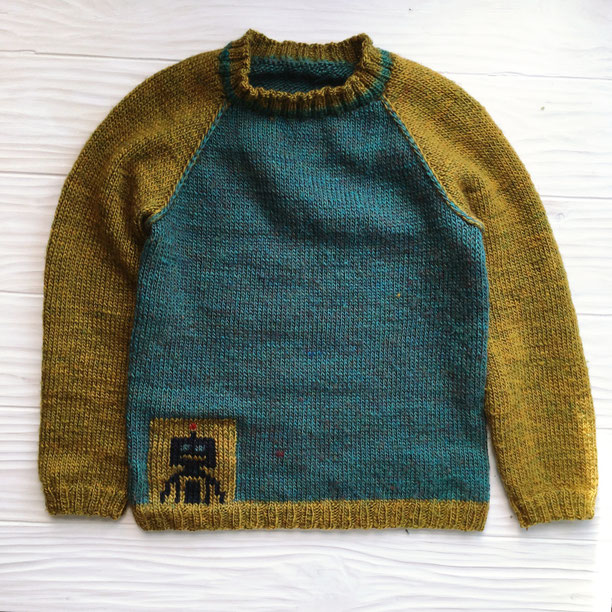 knitted sweater with robot pattern