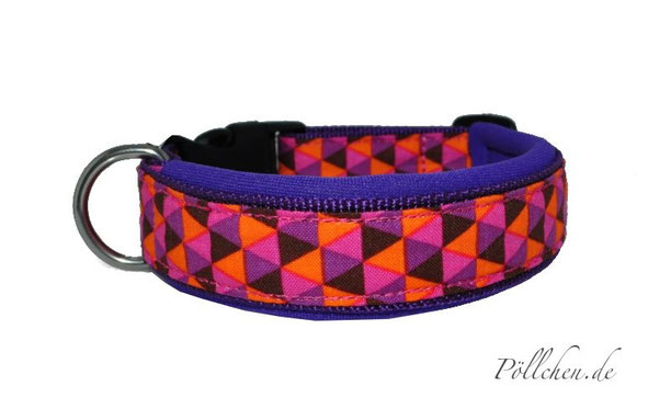 Hundehalsband mit weichem Neopren lila, orange