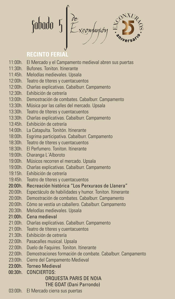 Programa de la Fiesta Medieval de Llanera Exconsuraos