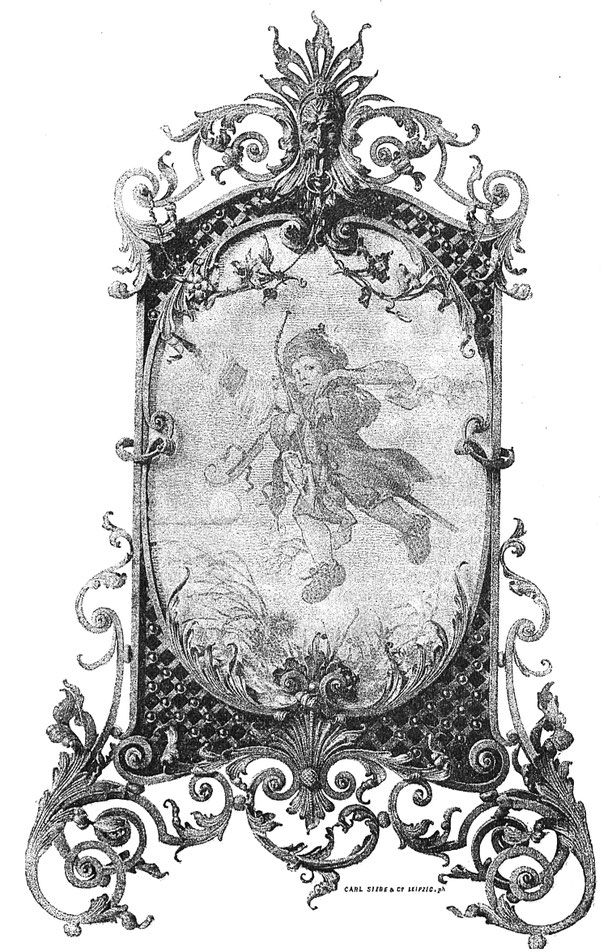 Ofenschirm, ausgeführt von Schlossermeister Bühler in Offenburg.