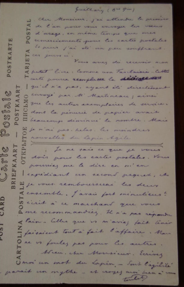 Paul-Jean Toulet, carte postale autographe signée