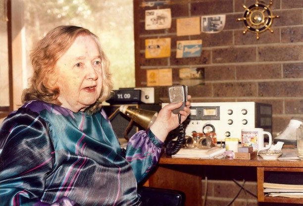 Late 1980s - Melbourne. Clarice with her short-wave radio at home. Photo taken by Anthony Zois