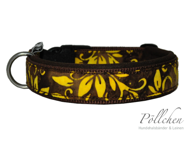 Halsband braun gelb Batik mit Klickverschluss extrem stabil