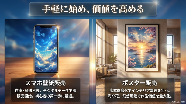 スマホ壁紙は初心者でも始めやすい商品です。    制作後はデジタルデータとして販売できます。    在庫も発送も必要ありません。