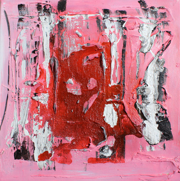 Charcol+acrylic+silk painting on Canvas / 40x40cm / 2025 / unique 