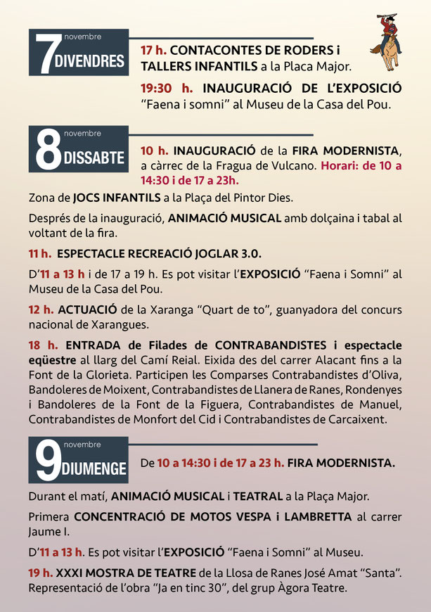 Programa de la Fira de Roders de La Llosa de Ranes