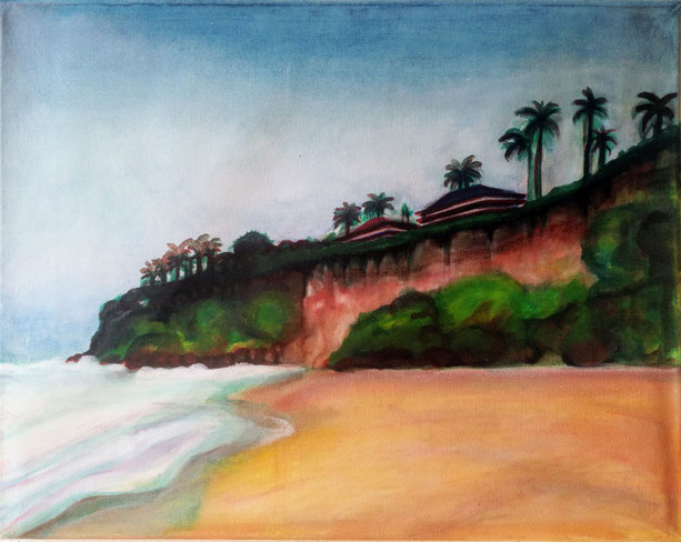 Varkala Cliff in Kerala, oil on canvas, 35 x 45 cm, 2018