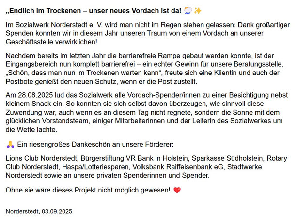 Eigenbericht vom 03.09.2025