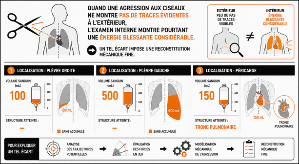L'examen interne d'une agression aux ciseaux