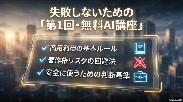 副業・ビジネス・会社運営で、 安心してAIを使い続けるための考え方を 実務目線でお伝えします。