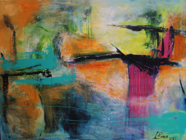 "lasst uns Brücken bauen" Acryl auf Leinwand , 110 x80 cm , BNR 341, in Privatbesitz
