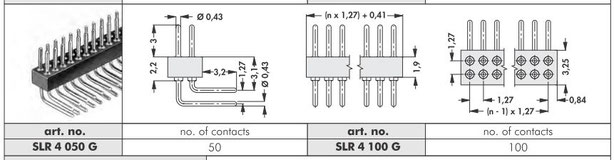 SLR 4  ピンコンタクト 1.27mmピッチ ライトアングル 2列　