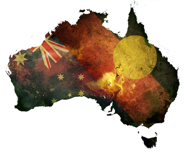 Map and flags of Australia