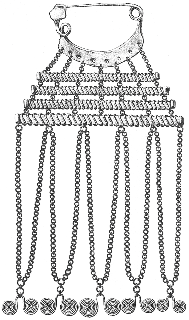 Fig. 713. Similar fibula from the Hallstatt period in Austria. 7th–6th century BC. Find spot: Necropolis St. Lucia near Tolmino, Italy.