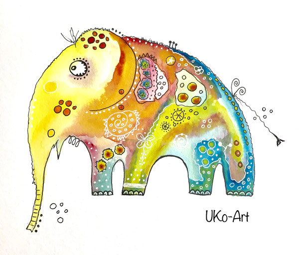 kreativer Kindergeburtstag in der Kunstwerkstatt UKo-Art Usingen, Funny-Art Elefant 