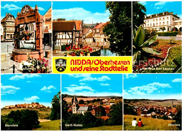Postkarte Nidda mit Ortsteilen ca. 2000