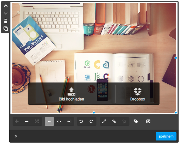 Upload der Bilder via Dropbox oder Auswahl aus einem lokalen Ordner