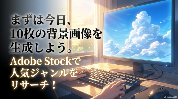 ChatGPTで10枚の画像を作成し、  Adobe Stockで販売されている人気ジャンルをリサーチしてみましょう。