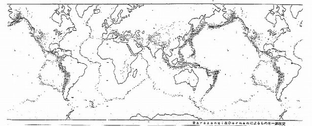 世界の地震分布図