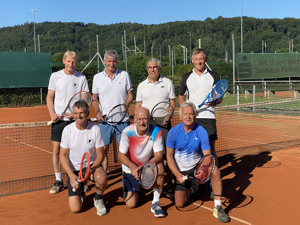 oben von links: Reiner Röder, Witich Rossmann, Siggi Sporer, Hardy Geppert. Unten von links: Heinz Palz, Martin Hauck-Trampe, Rolf Grunert. Es fehlt: Claus Böttrich