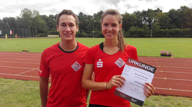 Sehr zufrieden mit dem fünften Platz: Kerstin Steinle mit ihrem Trainer Marcel Fieder