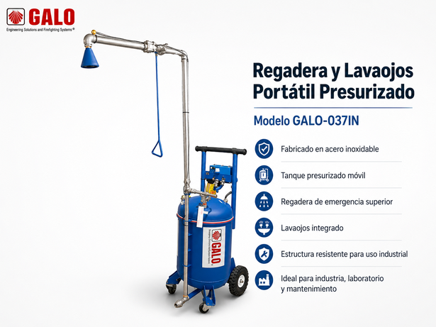 Regadera con lavaojos portatil Modelo Galo-037
