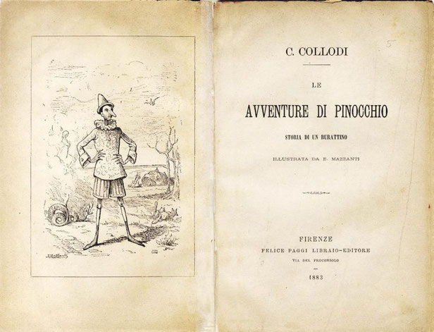 Prima edizione de "Le avventure di Pinocchio, storia di un burattino" integrale, 1883