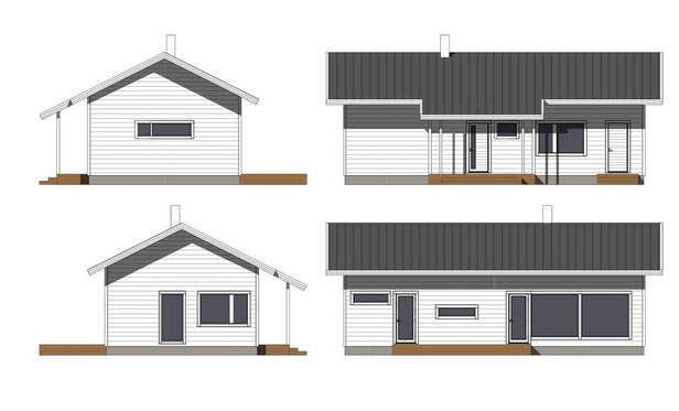 Ansichten eines ebenerdigen Blockhauses in massiver Blockbauweise - Holzhaus - Massivholzhaus - Blockhausbau - Blockhaus bauen - Hausbau in Sachsen - Zimmerei in Dresden