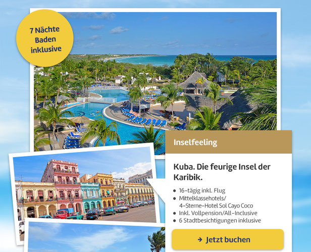 Kuba Rundreise  im Reisebus mit Badeaufenthalt Cayo Coco AI  im 4-Sterne Strandhotel mit Pool "Sol Cayo Coco" all inclusive Hotel Kuba