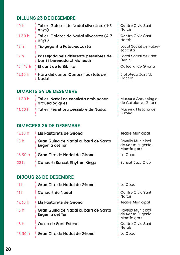 Programacio nadalenca a Girona