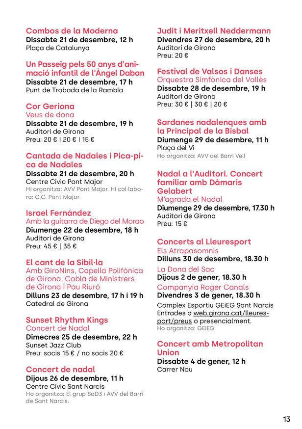 Programacio nadalenca a Girona