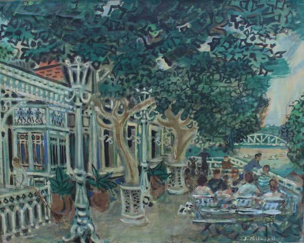 Jean Milhau, Le café Rimbaud, 1943, signé et daté en bas à droite (730x920)