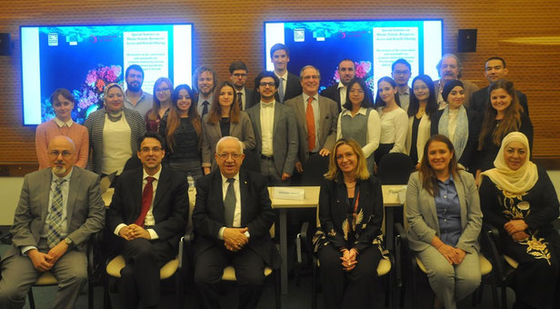 Seminar speakers (foreground) L-R: J. Brincat, S. Bhatti, A. Behnam, A. Vassallo, L.J. Castro and seminar participants and faculty (background).  Photo Credit: C. Chivu