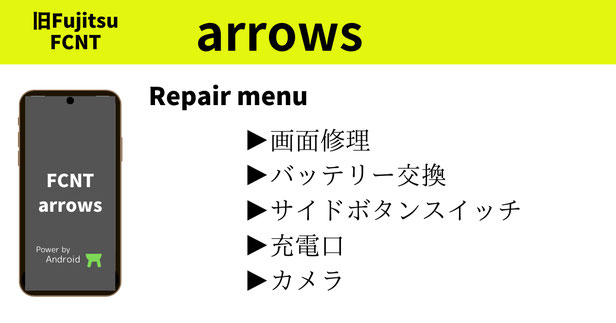 Arrows 富士通修理価格案内写真