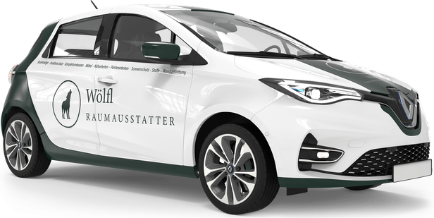 Rendering der Folierung der Renault Zoe von Wölfl Raumausstatter