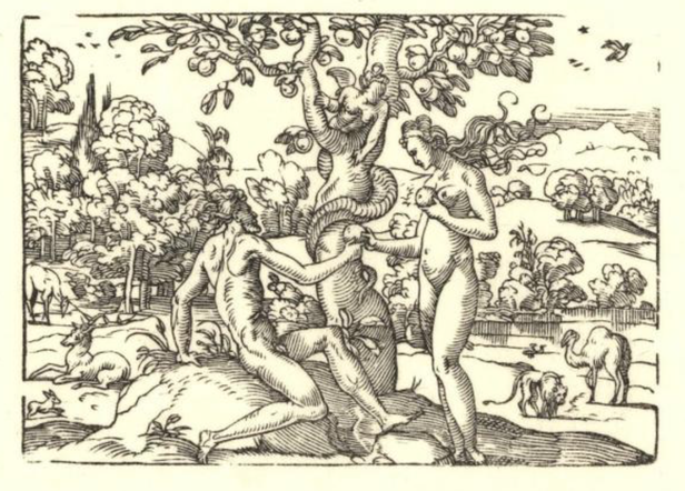 B. Salomon, Adam et Eve, in Figures de l'Ancien Testament, 5,7 x 8cm, Jean de Tournes imp.