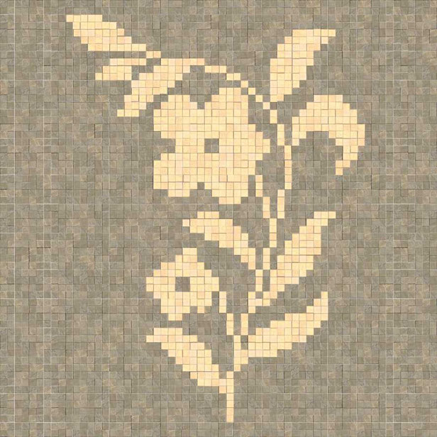 Suelo de adoquines de piedra gris castromonte o sierra elvira que lleva como decoracion una flor de adoquines de piedra amarillo castejon o amarillo macael.