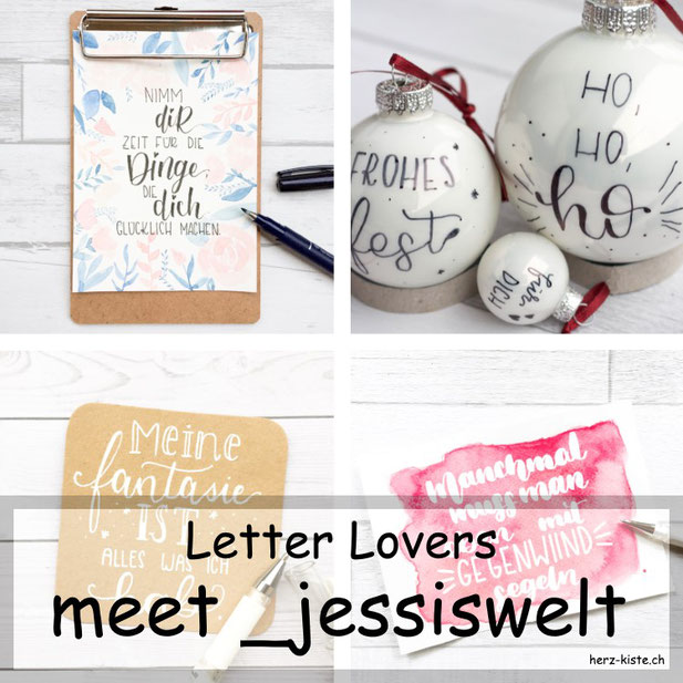 Letter Lovers in der Herz-Kiste: _jessiswelt zu Gast im Lettering Interview mit einer Anleitung für beletterte Weihnachtskugeln
