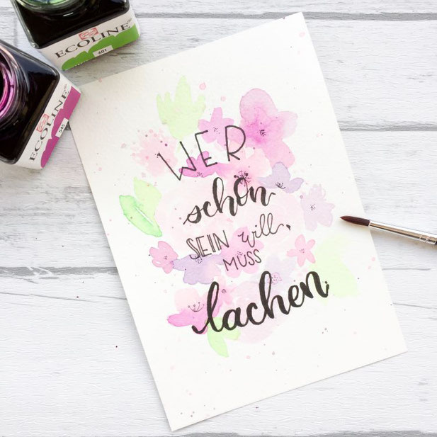 Handlettering Spruch: Wer schön sein will, muss lachen. (Lettering von _jessiswelt für die Letter Lovers)