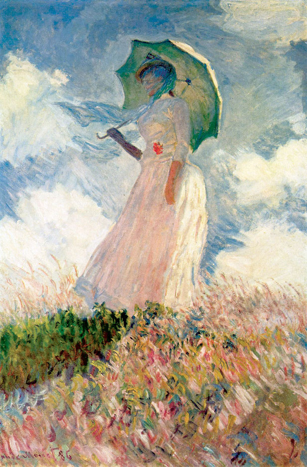 クロード・モネ『日傘をさす女女性(左向き)』,1886年