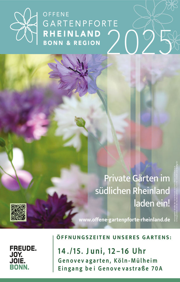 Plakat Offene Gartenpforte 2025 Südliches Rheinland Blumenmotive