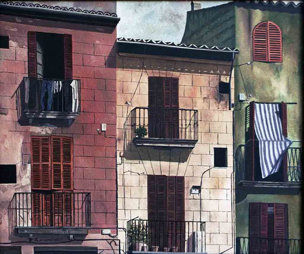 Fachadas de Palma 1992 , óleo sobre lienzo 60X73 cm