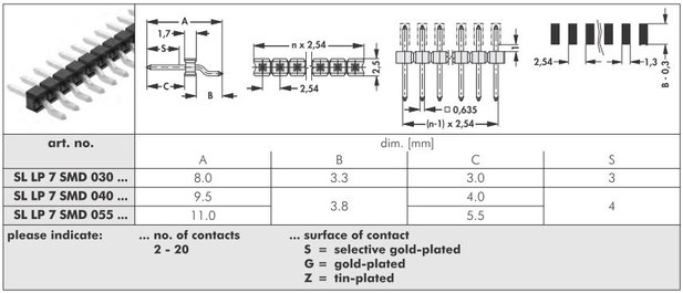 SL LP 7 SMD Fischer Elektronik 表面実装用ピンヘッダ 2.54mmピッチ　