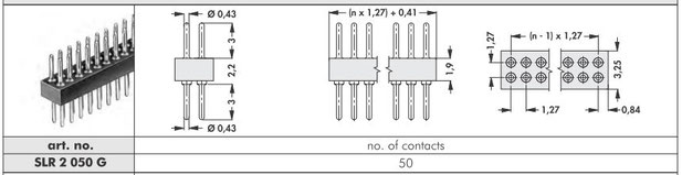 SLR 2  ピンコンタクト 1.27mmピッチ 2列
