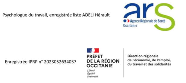 Psychologue du travail enregistrée liste ADELI Hérault et IRPR à la DREETS Occitanie