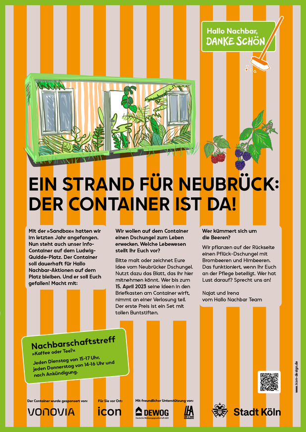 Plakat »Ein Strand für Neubrück: Der Container ist da!«