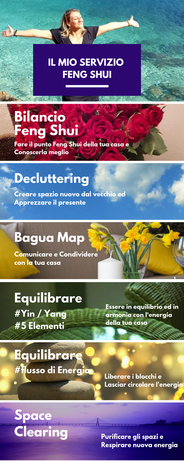 Il servizio Feng Shui di missBIAnCHI Conseil è composto da una Consulenza generale o Bilancio Feng Shui e da una serie di prestazioni specifiche come decluttering, space clearing,  purificazione degli spazi, bagua map, equilibrio yin/yang,  5 Elementi